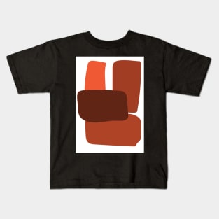 Abstract Monochromatic Red and Brown Geometric Shapes Graphic Art Print Kids T-Shirt